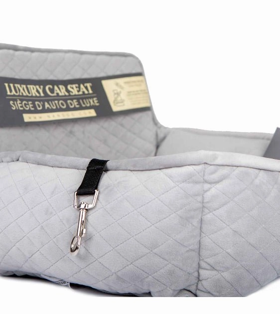 Nandog Pet Gear Quilted Micro Plush Light Grey Car Seat Bed