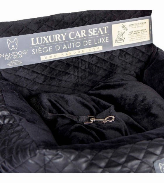 Nandog Pet Gear Vegan Leather Black Car Seat Bed