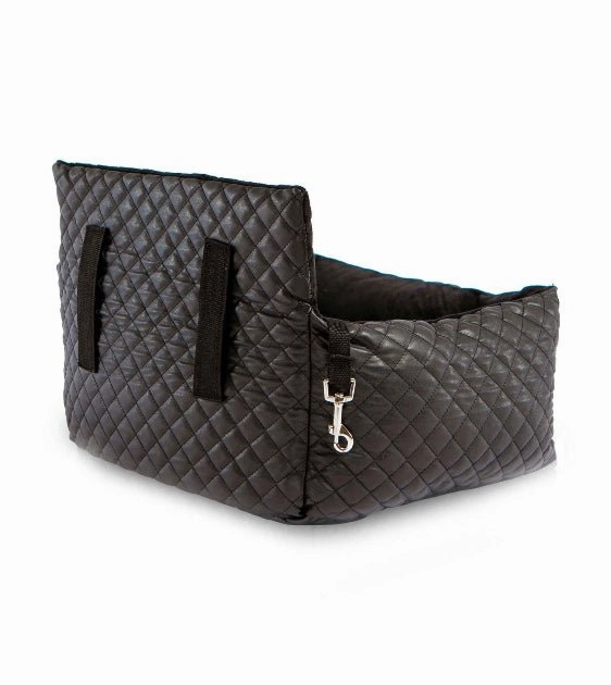 Nandog Pet Gear Vegan Leather Black Car Seat Bed