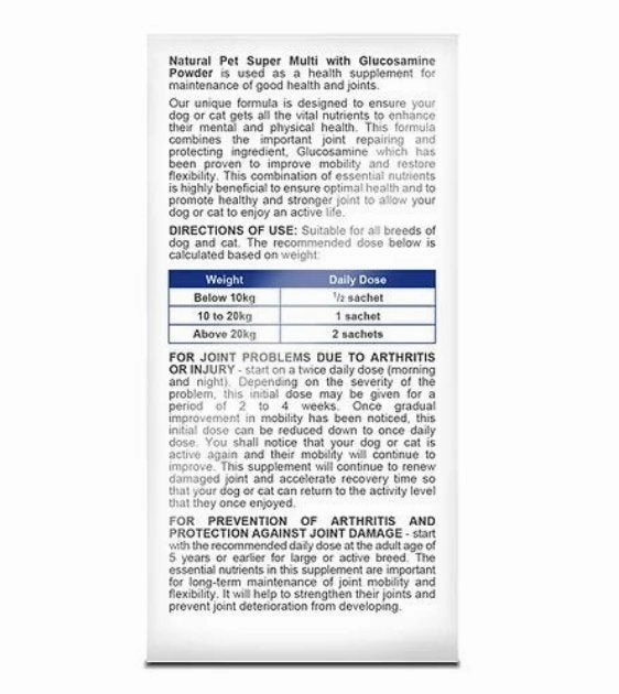 Natural Pet Super Multi with Glucosamine Powder Supplement For Cats & Dogs