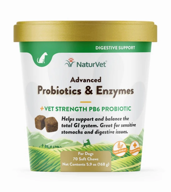 Naturvet Advanced Probiotics & Enzymes   Vet Strength PB6 Probiotic Soft Chew Dog Supplement (70 Count) pet housekeeping,dog mess kit