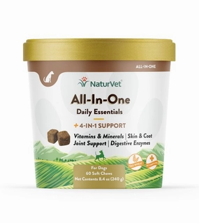 NaturVet All-In-One (Skin, Joint, Digestion & Immunity) Soft Chew Dog Supplement (60 Count) dog shampoo,bathing supplies