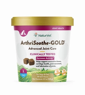 NaturVet ArthriSoothe Gold (Level 3) Advanced Care Soft Chew Cat & Dog Supplement (70 Count) dog hygiene,clean pet