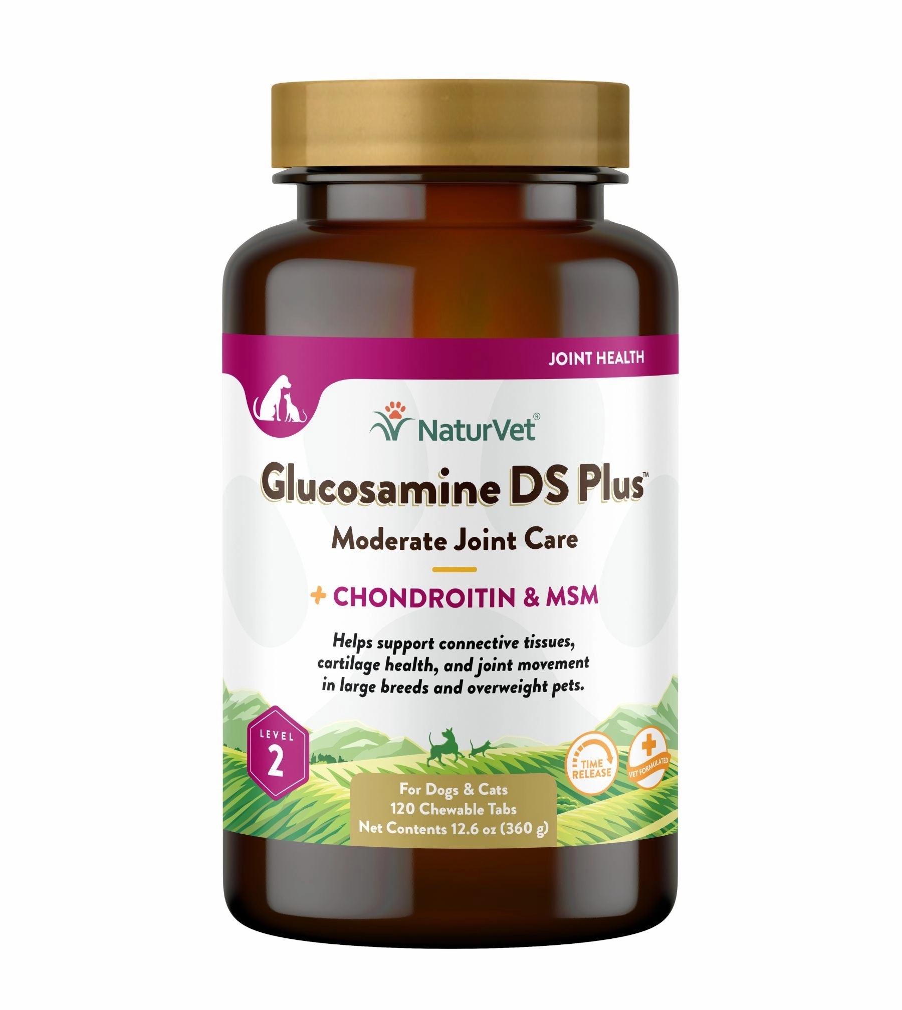 NaturVet Glusosamine DS Plus Level 2 (Time Release) Moderate Care Joint Support Supplement Chewable Tablets For Dogs & Cats