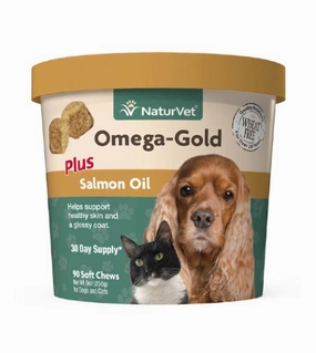 Naturvet Omega-Gold Plus Salmon Oil (Healthy Skin) Soft Chews Supplement for Dogs & Cats (90 Count) dog shampoo,bathing supplies