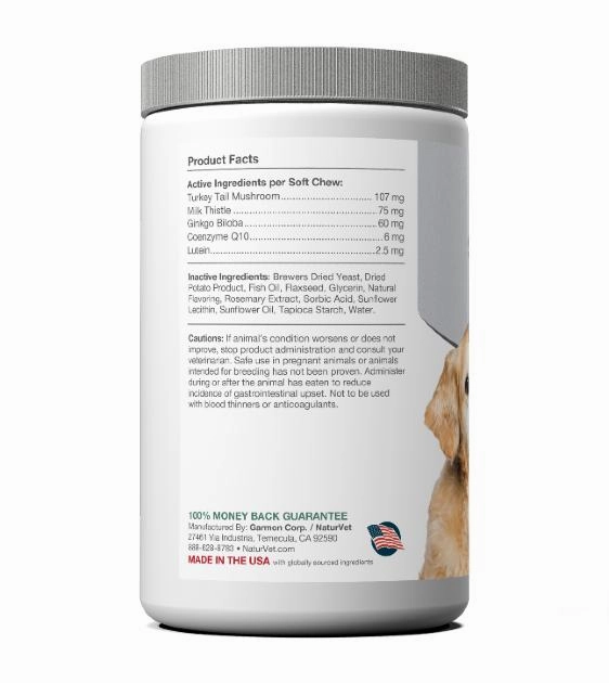 NaturVet Senior Advanced 5-in-1 Support (Cognitive, Eye, Liver, Heart, Immunity) Soft Chews (60 Count)