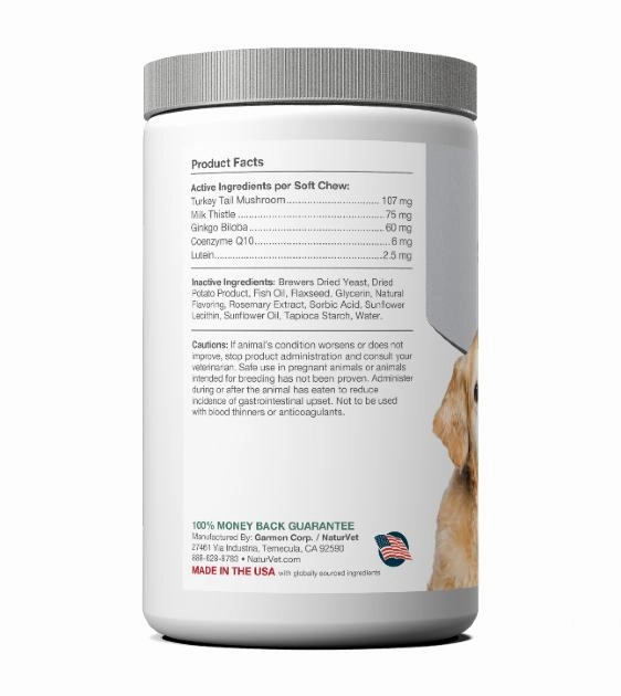 NaturVet Senior Advanced 5-in-1 Support (Cognitive, Eye, Liver, Heart, Immunity) Soft Chews (60 Count)