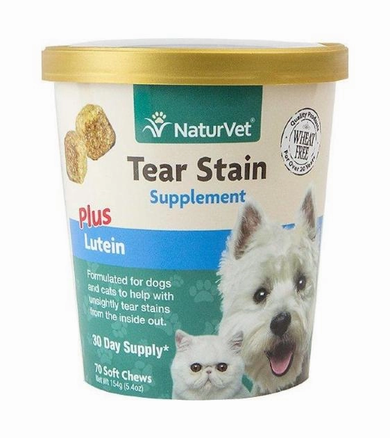 Naturvet Tear Stain Supplement Plus Lutein Soft Chew Soft Chew Dog Supplement (70 Count) pet housekeeping,dog mess kit