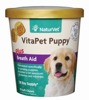 NaturVet VitaPet (Puppy) Daily Vitamins Plus Breath Aid Soft Chew Dog Supplement (70 Count) dog oral care,pet dental