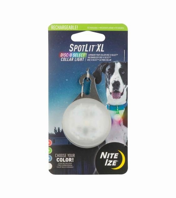 Nite Ize SpotLit XL Rechargeable Disc-O Select LED Collar Light dog charms,dog ID