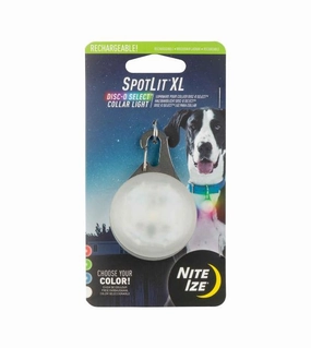 Nite Ize SpotLit XL Rechargeable Disc-O Select LED Collar Light dog charms,dog ID