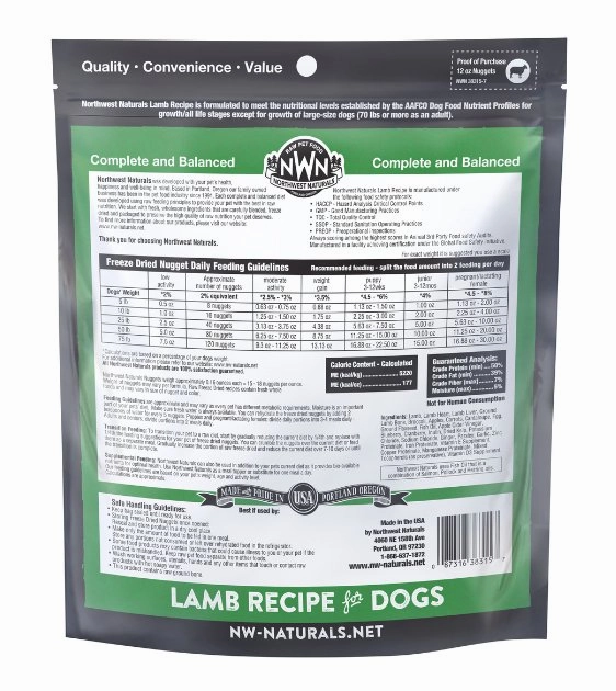 Northwest Natural's Freeze Dried Raw Dog Food (Lamb)