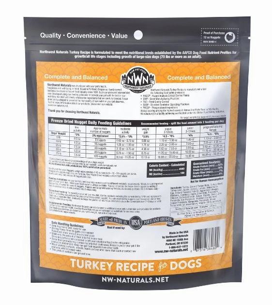 Northwest Natural's Freeze Dried Raw Dog Food (Turkey)