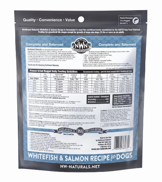 Northwest Natural's Freeze Dried Raw Dog Food (Whitefish & Salmon)