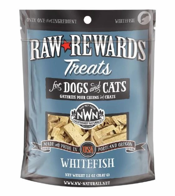 Northwest Naturals Raw Rewards Whitefish Freeze-Dried Cat & Dog Treats freeze-dried dog food,lightweight pet food