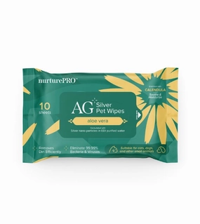 Nurture Pro AG  Silver Pet Wet Wipes For Cats & Dogs (Aloe Vera) odor remover,dog cleaning