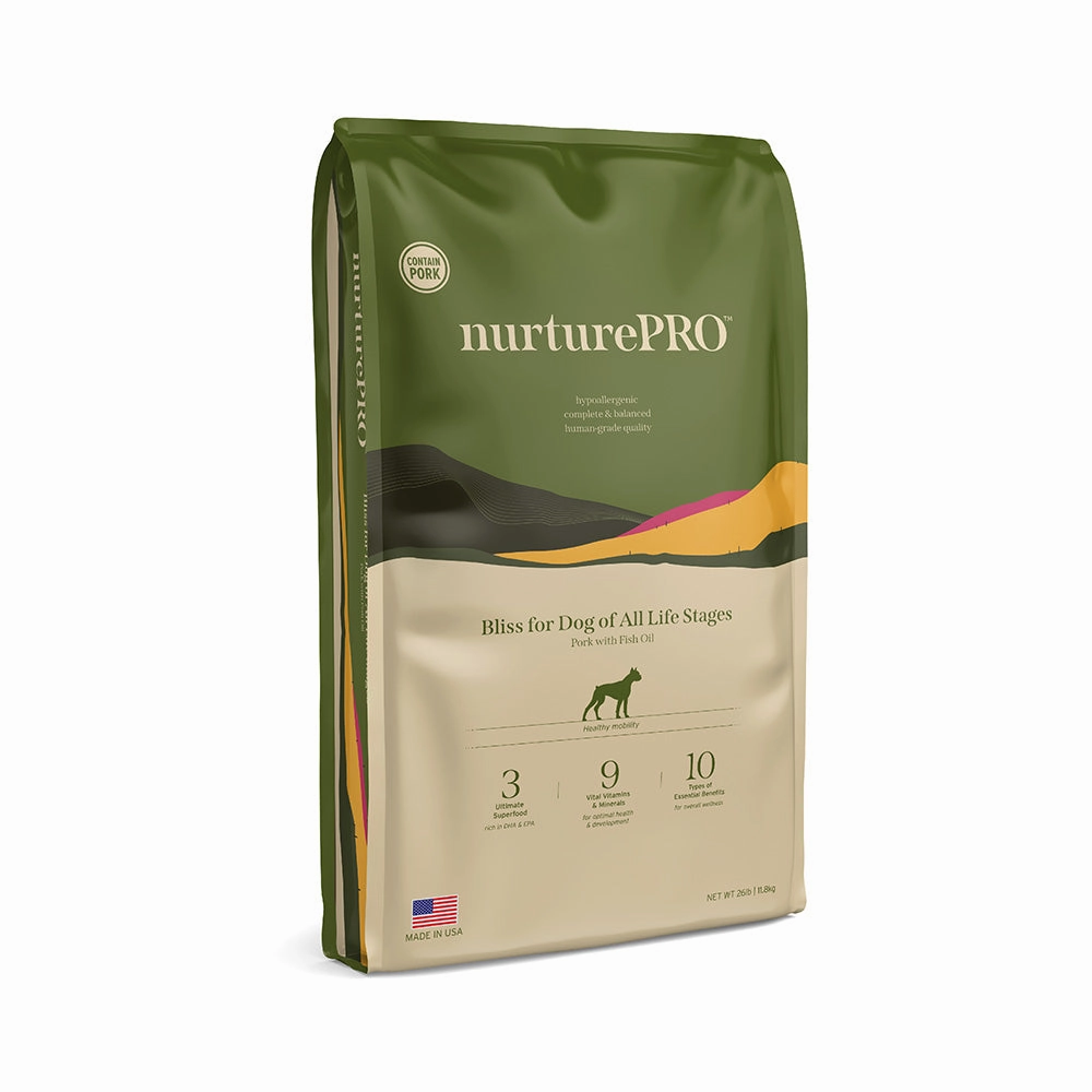 Nurture Pro Dog Bliss Pork with Fish Oil All Life Stages 26lb
