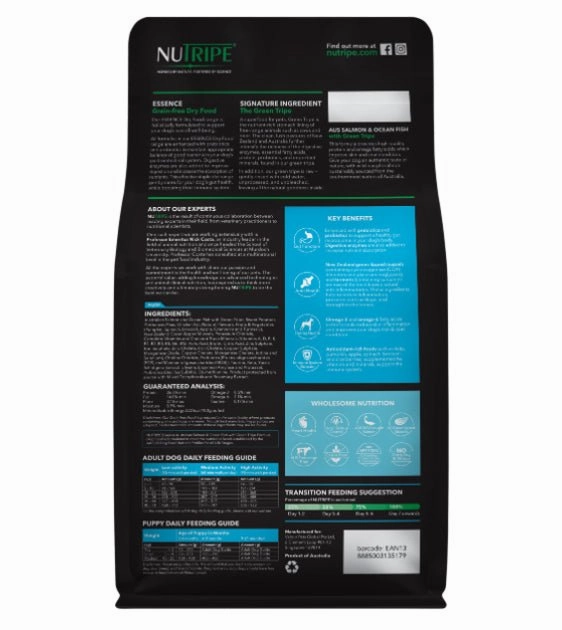 NUTRIPE Essence Grain-Free Australian Salmon & Ocean Fish with Green Tripe Formula Dog Food