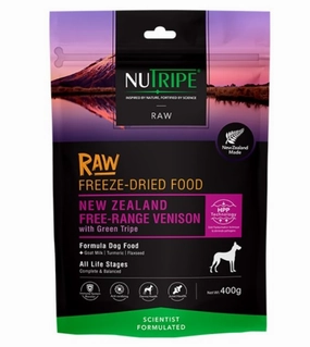 Nutripe Raw Freeze Dried Dog Food (Free-Range Venison with Green Tripe) freeze-dried dog food,lightweight pet food