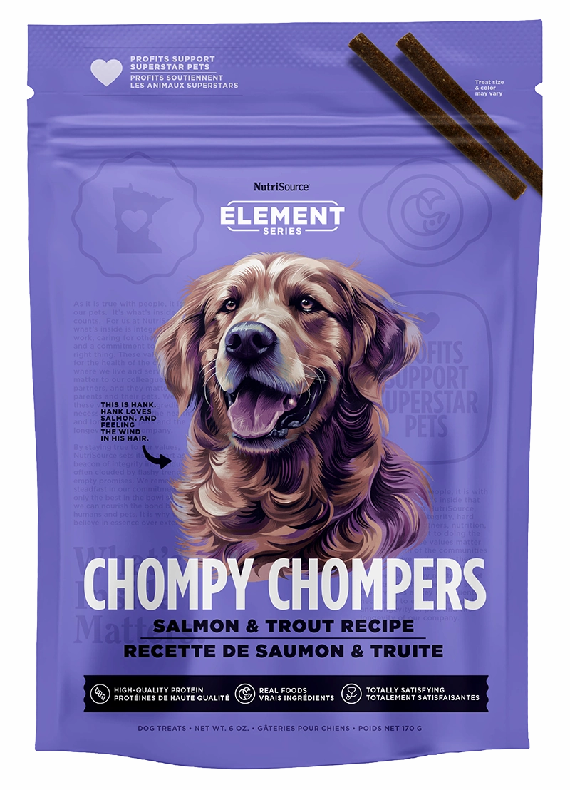 Nutrisource Element Chompy Chompers Salmon & Trout Dog Treats 6oz Bag