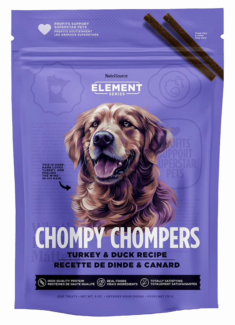 Nutrisource Element Chompy Chompers Turkey & Duck Dog Treats 6oz Bag
