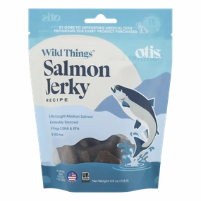 O.T.I.S. Wild Things Jerky Dog Treats - Wild Alaskan Salmon Jerky - 4oz bag