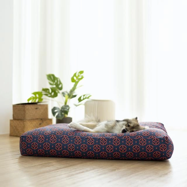 Ohpopdog Peranakan Inspired Baba Navy 150 Microbeads Dog Bed