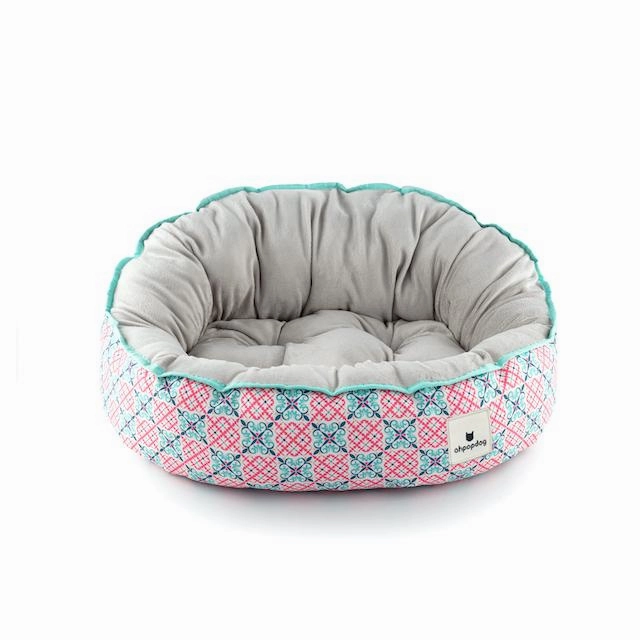 Ohpopdog Peranakan Inspired Bibik Pink 14 Reversible Dog Bed dog bed,pet blanket