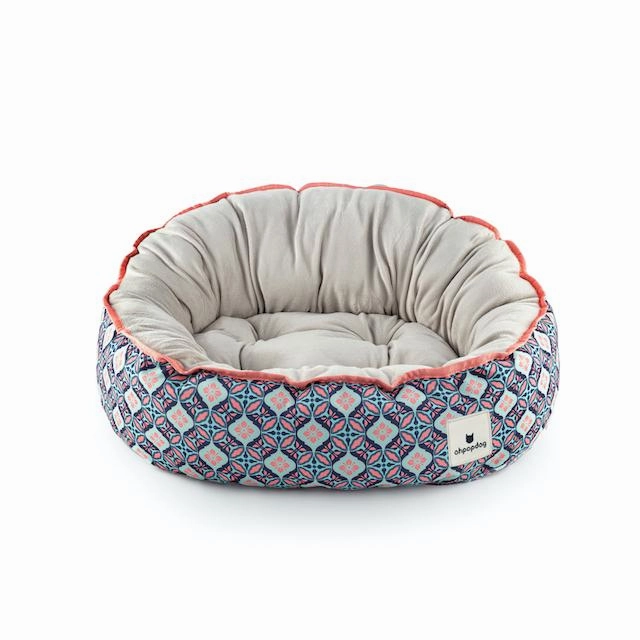Ohpopdog Peranakan Inspired Bunga Peach 6 Reversible Dog Bed dog bed,pet blanket