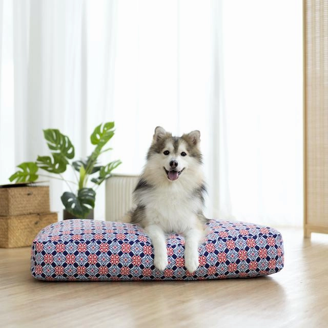 Ohpopdog Peranakan Inspired Royal Blue 150 Microbeads Dog Bed (Cover Only)