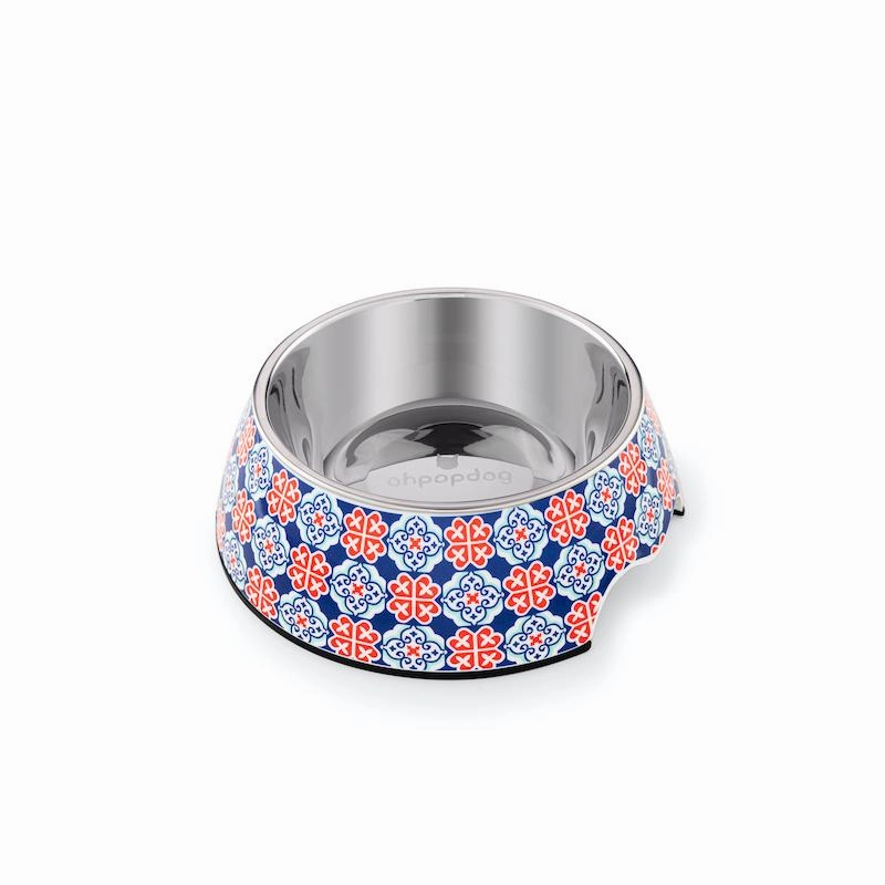 Ohpopdog Peranakan Inspired Royal Blue 150 Non-Slip Dog Feeding Bowl dog bowl,pet feeder