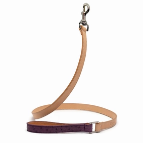 Ostrich Leather Dog Leash Grape dog mobility,outdoor pet aid