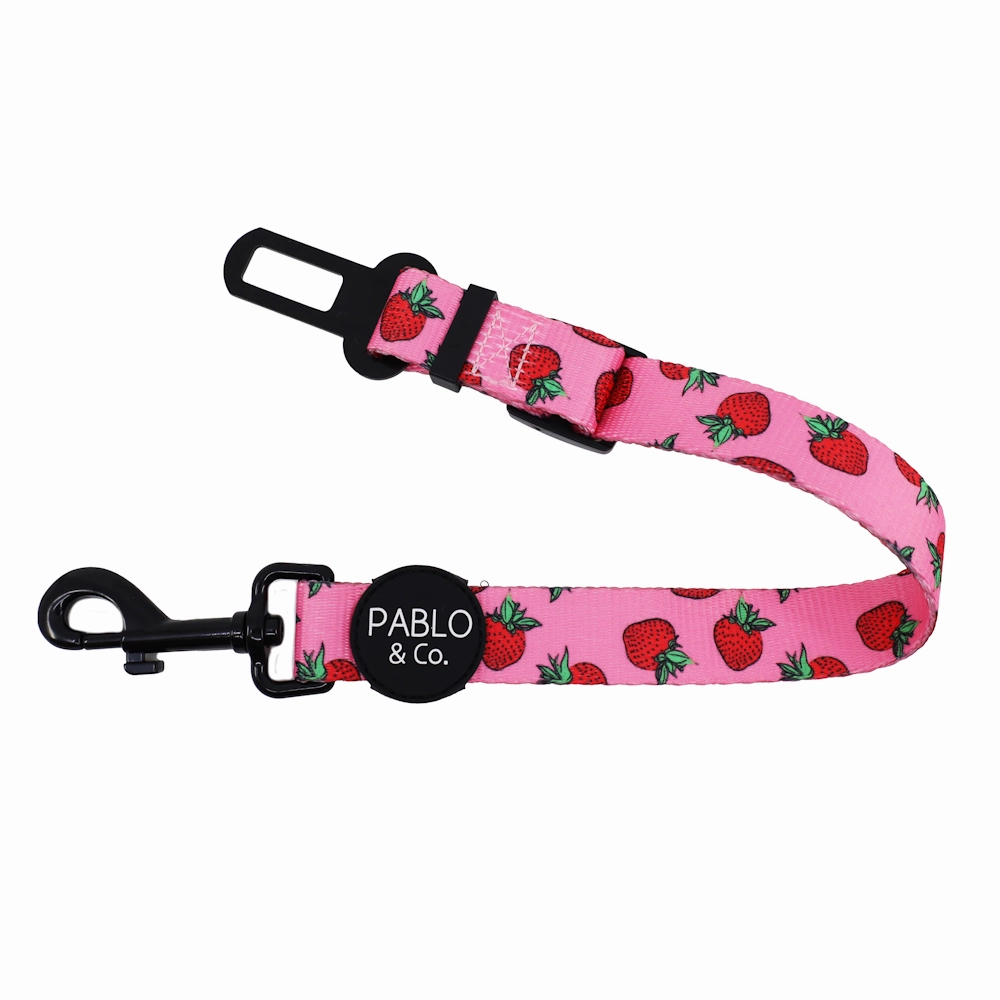 Pablo & Co Strawberries Adjustable Car Restraint dog travel gear,pet travel