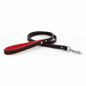 Padded Leather Dog Leash Black/Red dog mobility,outdoor pet aid