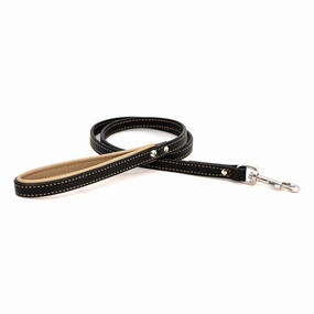 Padded Leather Dog Leash Black/Tan dog mobility,outdoor pet aid