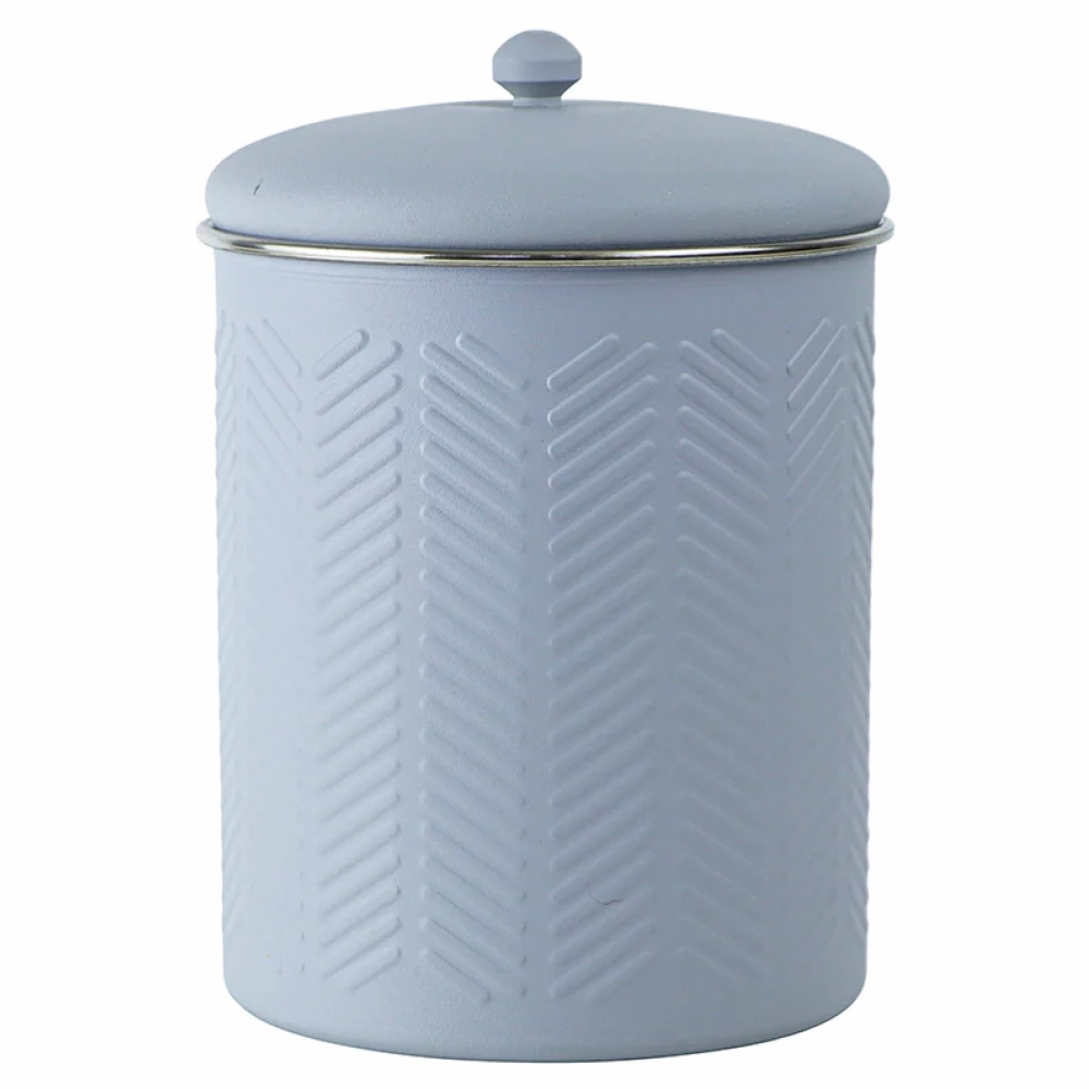 Pawpourri Chevron Emboss Treat Jar and Bowl Set for Dogs and Cats (Grey)
