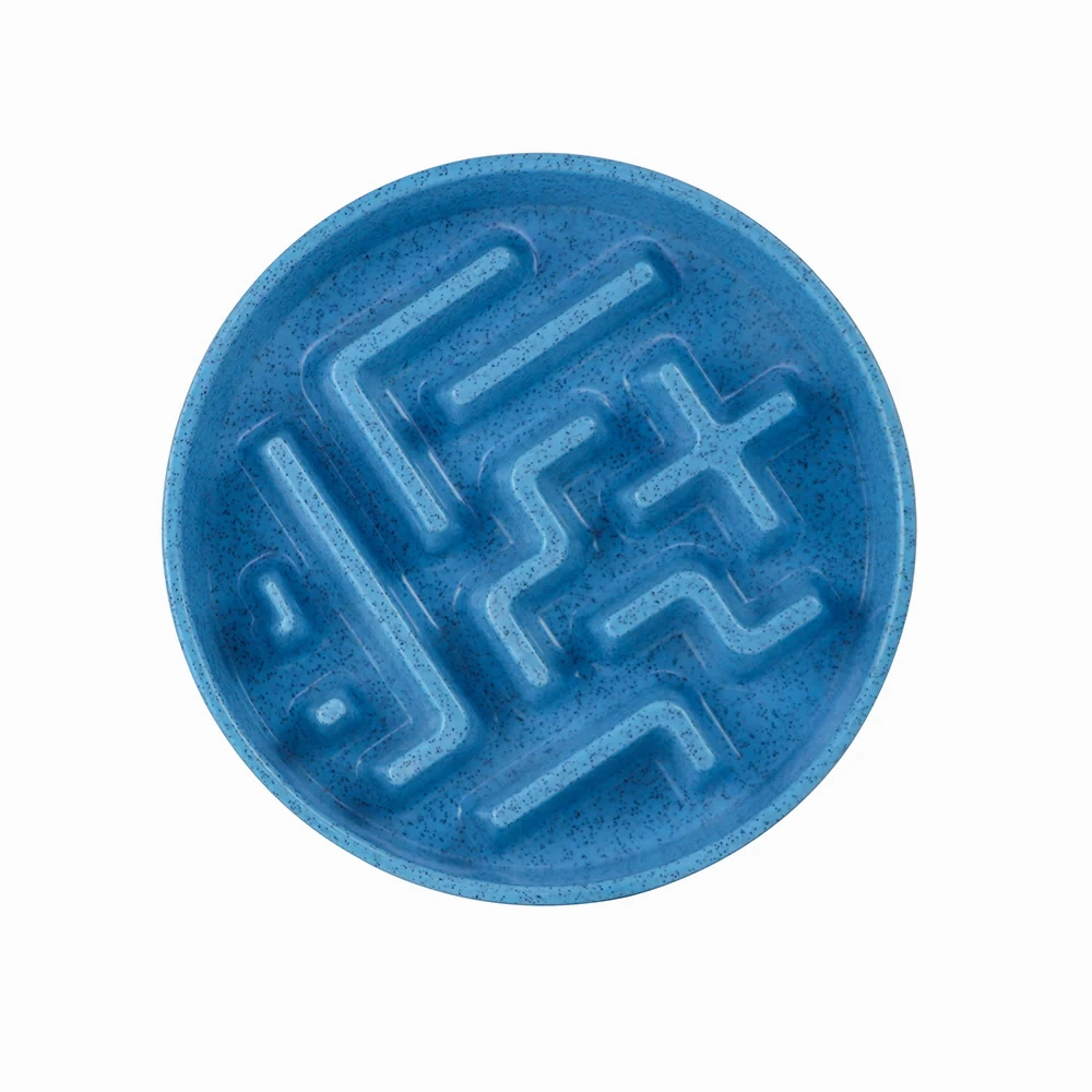 Pawpourri Geometric Slow Feed Melamine Bowl with Raised Diner for Dogs and Cats (Blue)