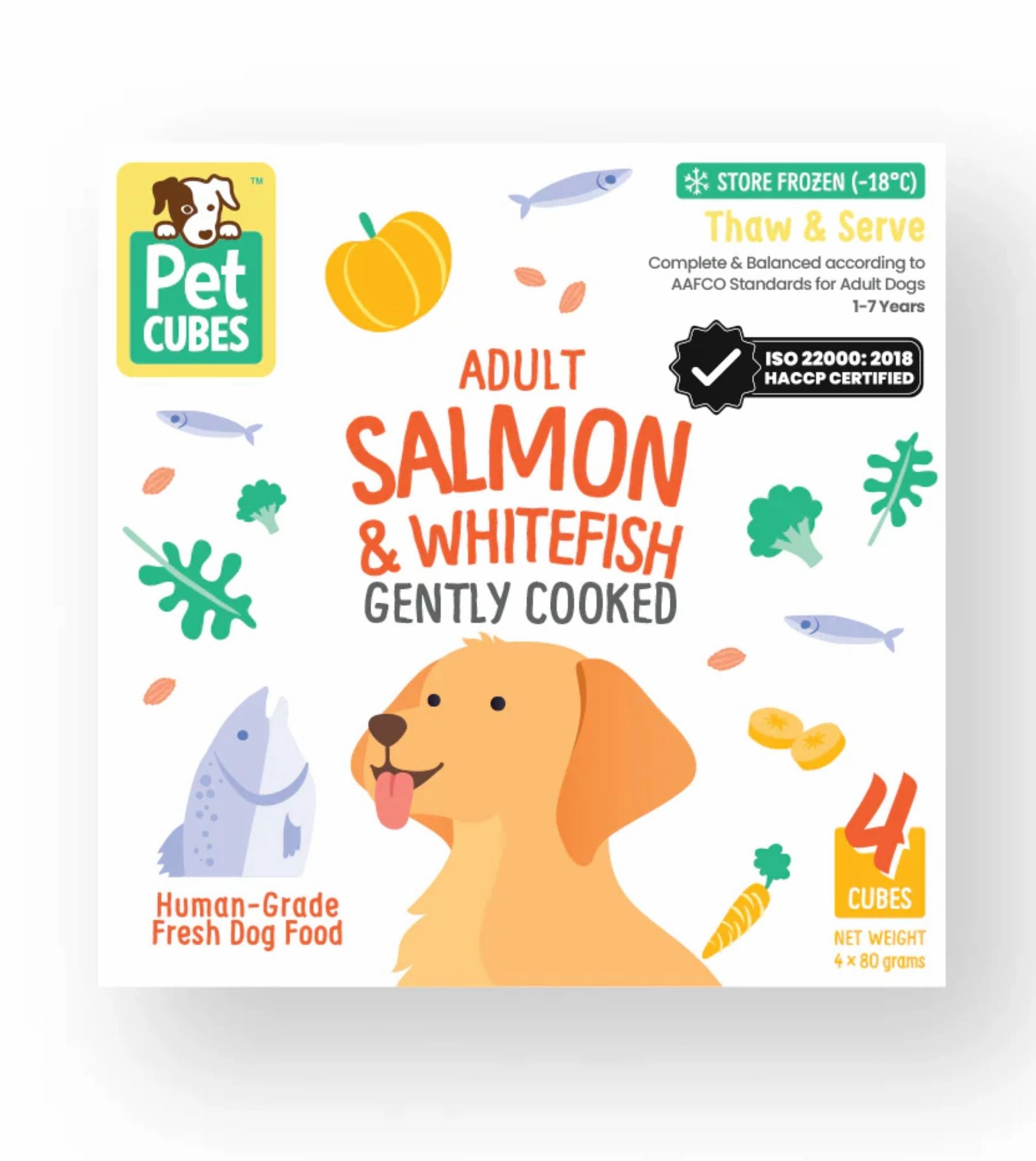 PetCubes Cooked Dog Food (Salmon & Whitefish) raw dog food,fresh pet meals