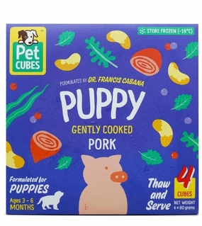 PetCubes Puppy Gently Cooked Pork Grain-Free Frozen Dog Food 2.24kg freeze dried dog food,raw nutrition dog,dog freeze dried kibble