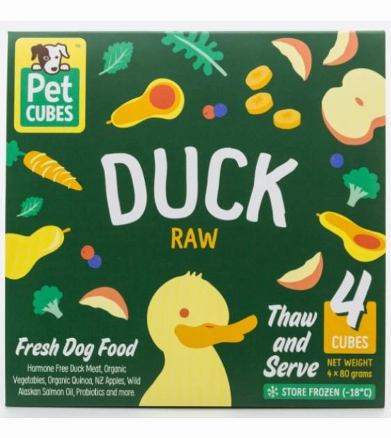 PetCubes Raw Dog Food (Duck) raw dog food,fresh pet meals
