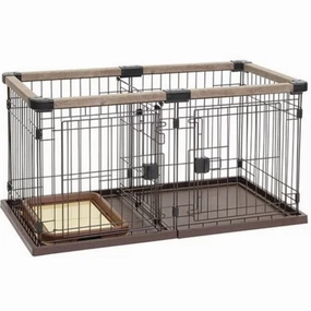 Petio - Brown Dog Toilet Training Cage (2 Adjustable Doors) dog supplements,home vitamins