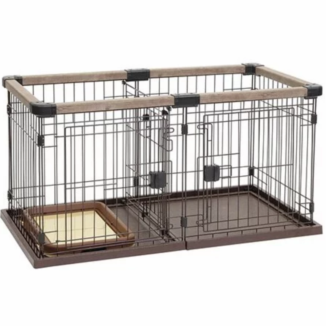 Petio - Brown Dog Toilet Training Cage (2 Adjustable Doors) dog supplements,home vitamins