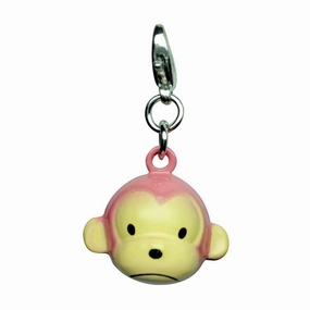Pink Monkey Metal Jingle Bell Dog Collar Charm
