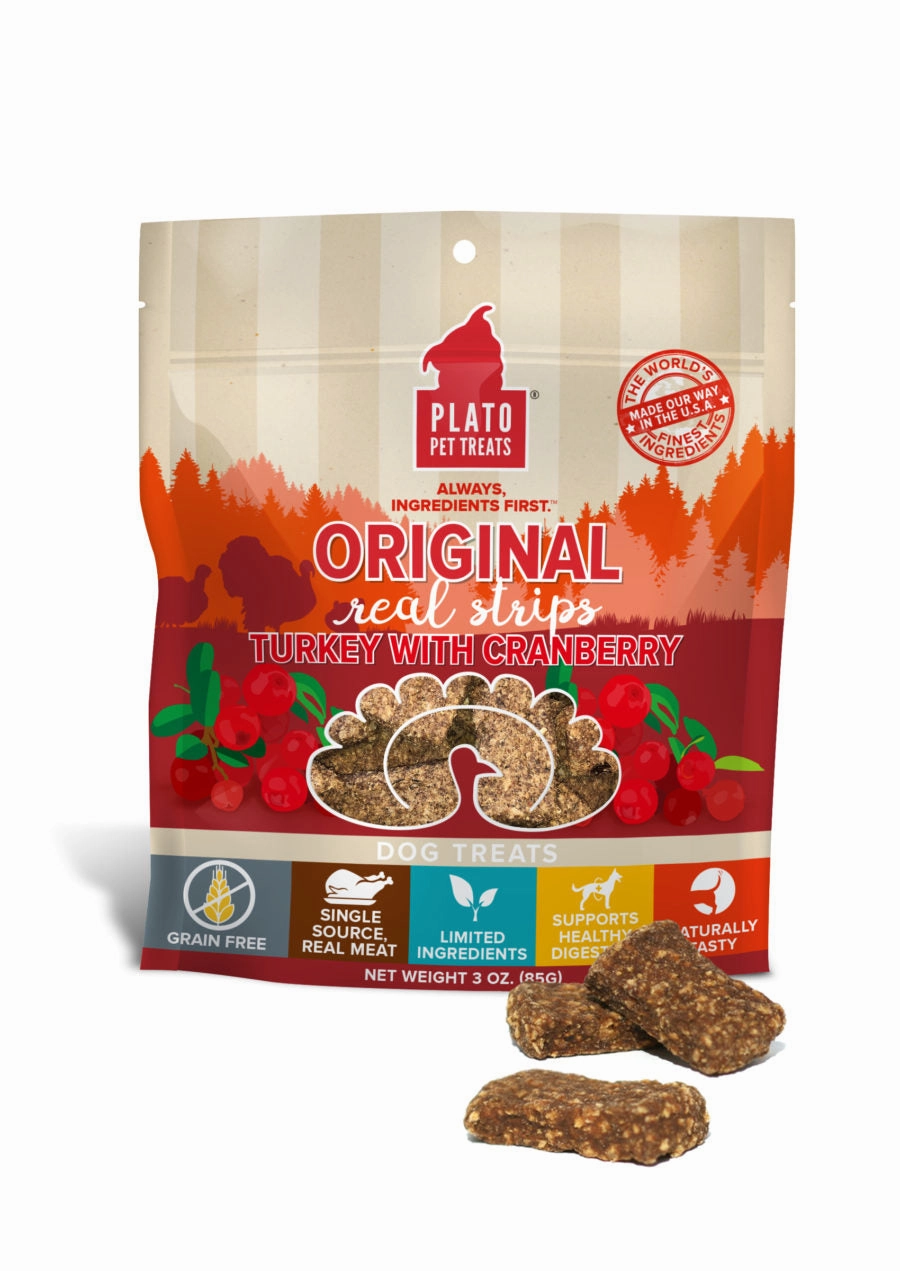 Plato Original Real Strips Turkey & Cranberry 18oz Bag