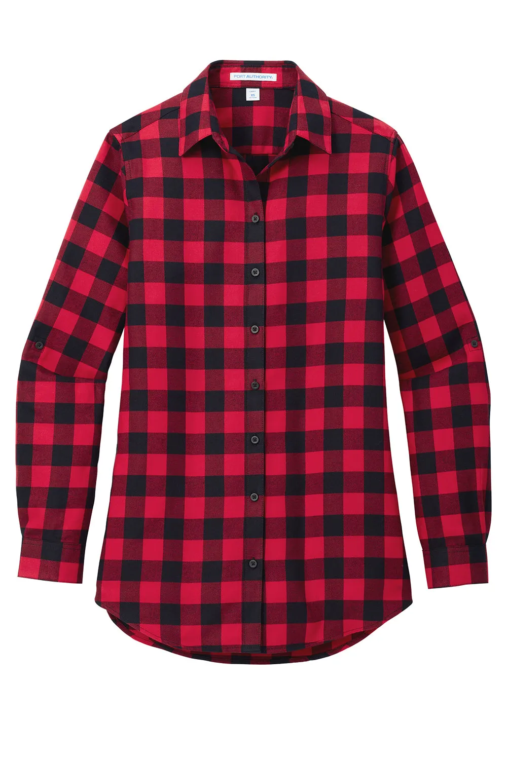 Port Authority Womens Flannel Long Sleeve Button Down Shirt - Red/Black Buffalo  Premium quality Clothing Port-Authority