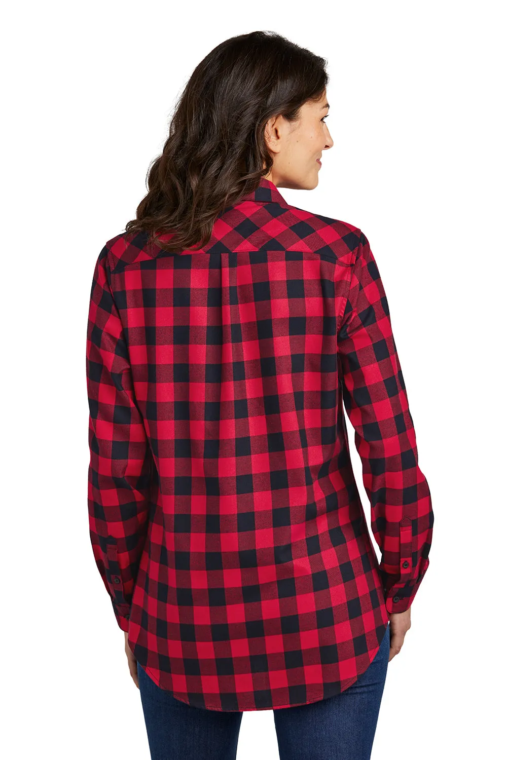 Port Authority Womens Flannel Long Sleeve Button Down Shirt - Red/Black Buffalo  Premium quality Clothing Port-Authority