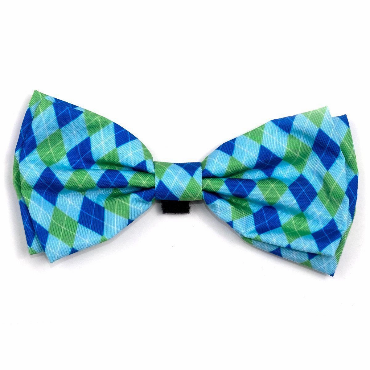 Preppy Argyle Dog Bow Tie Blue dog collar accessory,collar decor