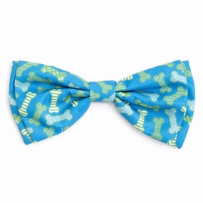 Preppy Bones Dog Bow Tie Blue dog collar accessory,collar decor