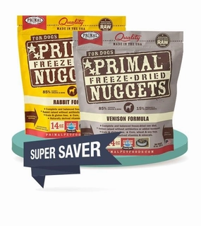 Primal Freeze Dried Nuggets Dog Food 14oz - Novelty Protein (2-Pack Saver Bundle) freeze-dried dog food,lightweight pet food