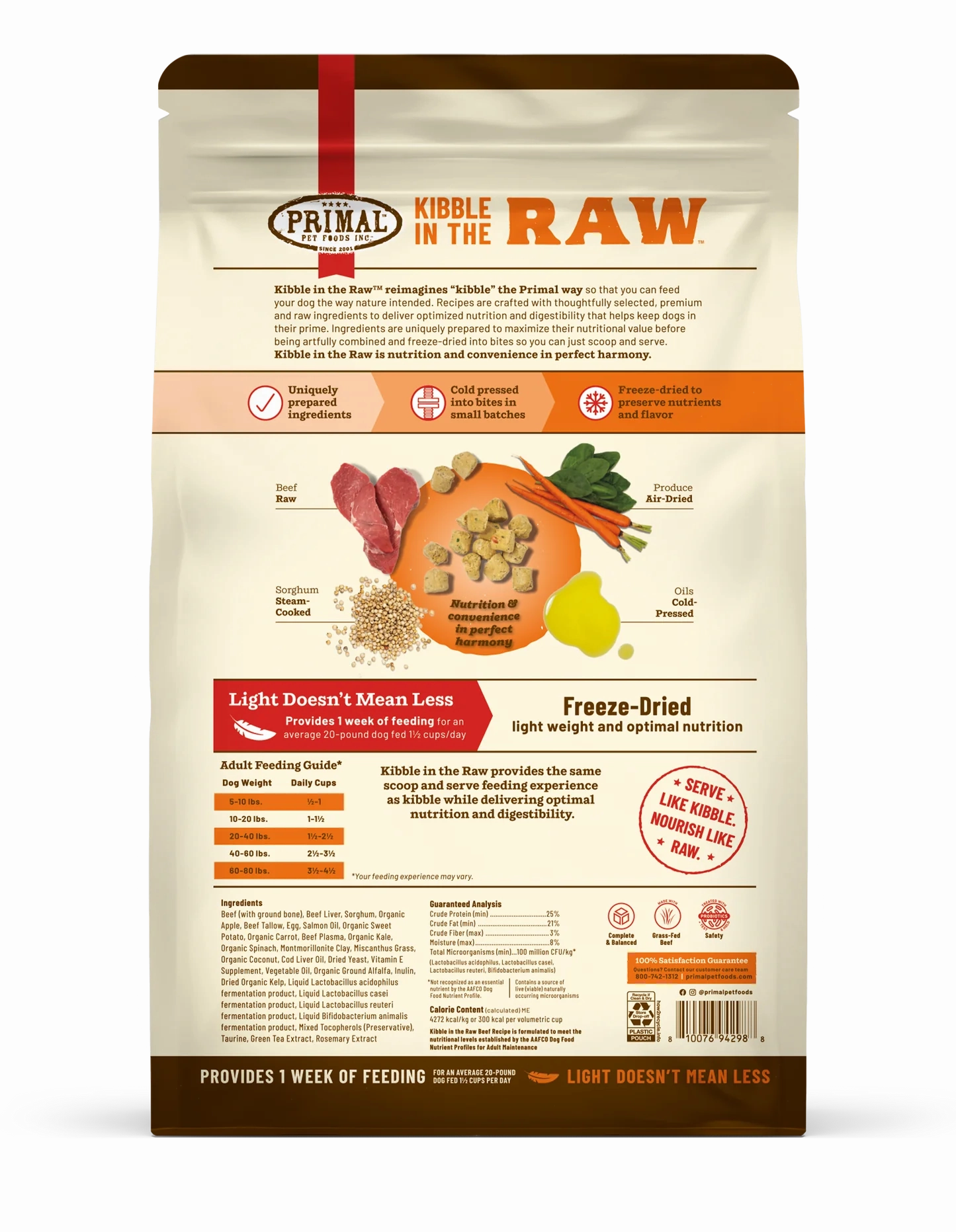 Primal Kibble in the Raw Freeze Dried Dog Food (Beef Recipe With Grains)